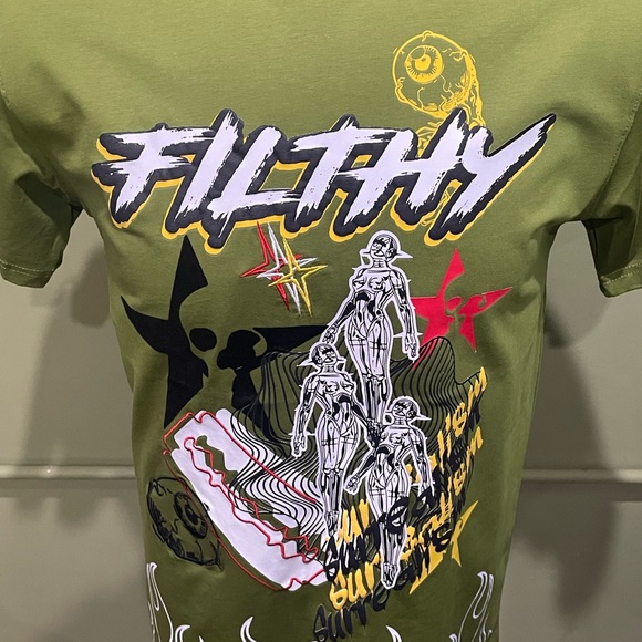 Bleecker&Mercer Olive Graphic Men's T-Shirt crewneck - Picture 4 of 4